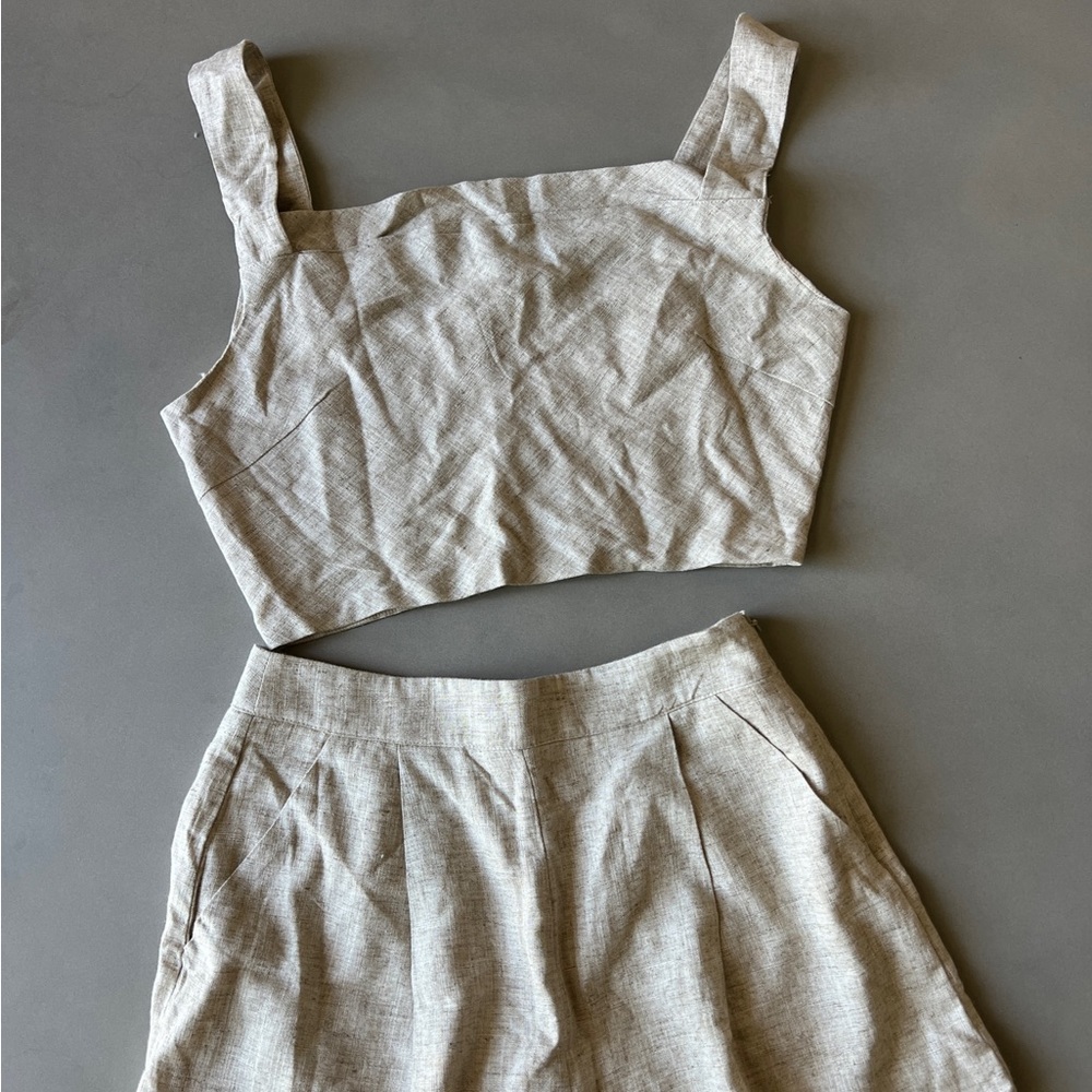 Lulus Perfectly Posted Beige Linen Set
